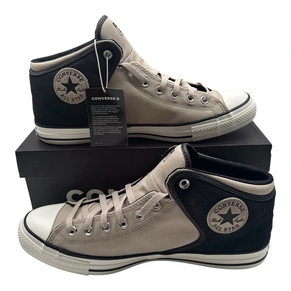 Converse CTAS High Street Mid Shoes Mens Sz 9 Papyrus/Black Sneakers‎ A14294C